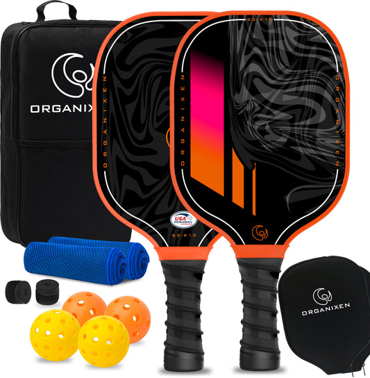 Extra Premium Pickleball Paddles Set - USAPA Approved - 4 Ball, 2 Covers, Towels and Grips.