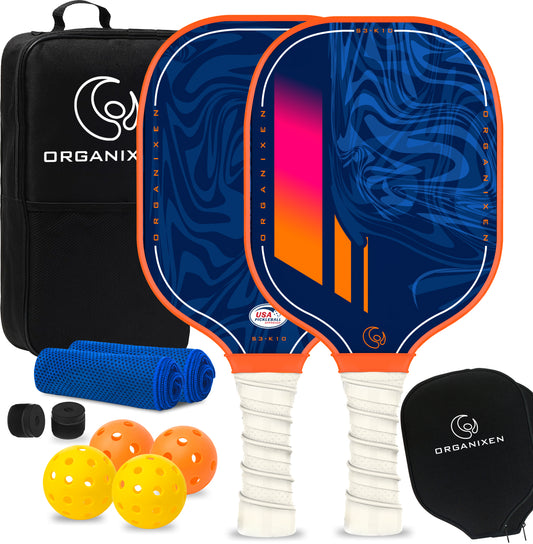 Premium Pickleball Paddles Set - USAPA Approved - 4 Ball, 2 Covers, Towels and Grips.