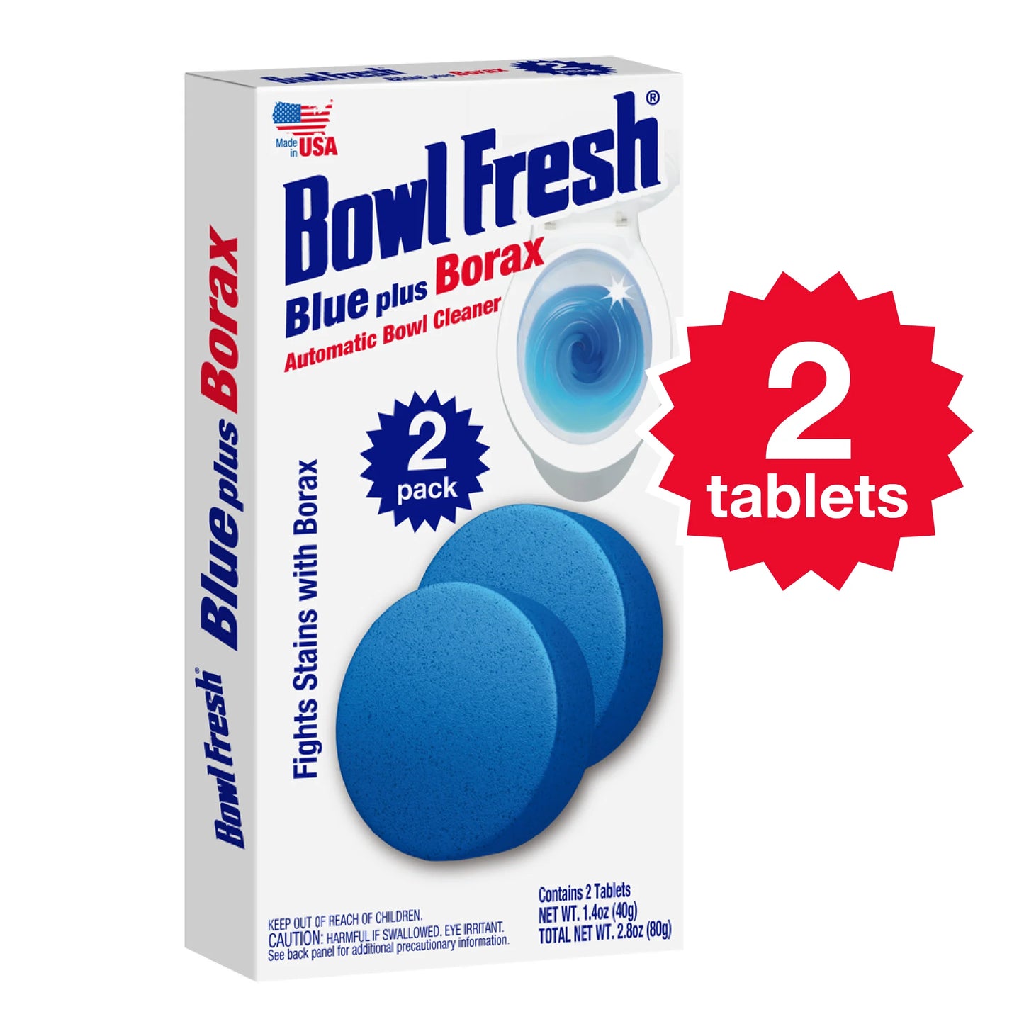 BOWL FRESH AUTOMATIC TOILET BOWL CLEANER, TOILET BOWL FRESHENER WITH BORAX, FRESH SCENT, 2 CT
